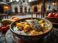 Hudut (Coconut Fish Stew with Mashed Plantains)
