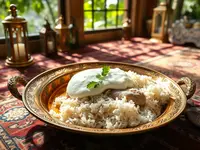 Jordanian-Style Mansaf Chicken with Yogurt Sauce and Rice