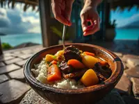Nauruan-Style Beef, Potato, and Carrot Stew with Rice