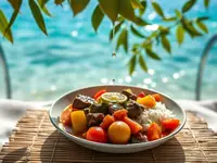 New Zealand-Style Beef and Potato Tomato Stew with Rice