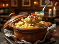Slovak-Style Potato Dumpling Bowl with Bryndza-Style Cheese and Bacon